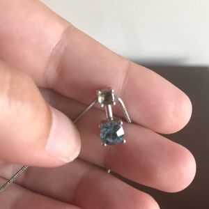 Swarovski Crystal Blue Jewel Necklace Silver Chain